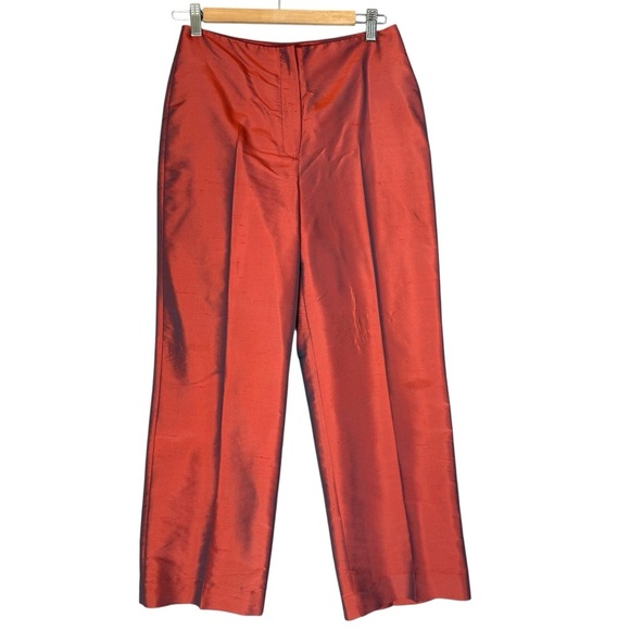 Vintage 100% Shot Silk Red / Blue Shift Straight Leg Cropped Pants Maximalist 4 - Picture 1 of 6